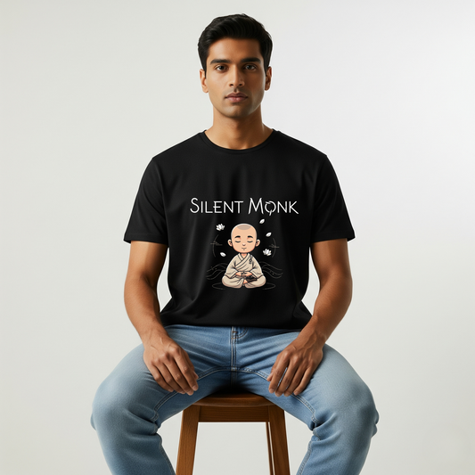 Angry Bird & Silent Monk T-shirt — Quirky Duo Graphic Tee for All Ages